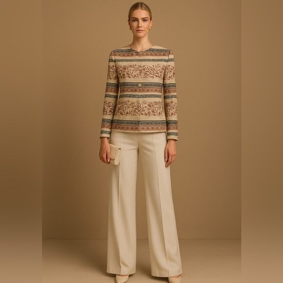 Jones New York Jackets & Blazers - Jones New York Silk Tapestry-Print Jacket – Size 14